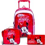 Disney Minnie Mouse 16 Inch Kids 3-in-1 Trolley School Bag Set - Ergonomic Backpack, Insulated Lunch Bag & Pencil Case,Lightweight, Students 6+ - Perfect for Travel & School,For Girls