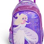 Disney Frozen 18 Inch Kids Trolley Bag - Ergonomic Backpack Lightweight, Durable, Students 6+ - Perfect for Travel & School,For Girls