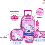 Hello Kitty 5-in-1 Trolley School Bag Set - Ergonomic Backpack, Water Bottle, Lunch Box, Insulated Bag & Pencil Case, Lightweight & Durable, for Girls 6+, Perfect for School & Travel