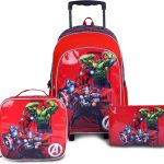 Marvel Avengers 18 Inch Kids 3-in-1 Trolley School Bag Set - Ergonomic Backpack, Insulated Lunch Bag & Pencil Case,Lightweight, Durable, Students 6+ - Perfect for Travel & School,For Boys