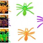 Halloweenset Of 2 Neon Spiders On Colour Backing Card 3Asstd Col