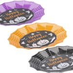 Halloween Oval Web Shaped Tray With Decal 3 Assorted Colours