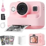 Children's Camera - Digital Camera Instant Camera Print 2.4 Inch Screen Video Camera Photo Camera with 32GB Memory Card, 3 Rolls of Printing Paper, 6 Coloured Pens Gift for Children 3-12 Years (Assorted Colors)