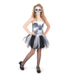 Skull Face Tutu Dress Kids Halloween Cosplay Dress-Up Roleplay Spooky Theme Party Trick or Treat Costume, Large 7-8 Years