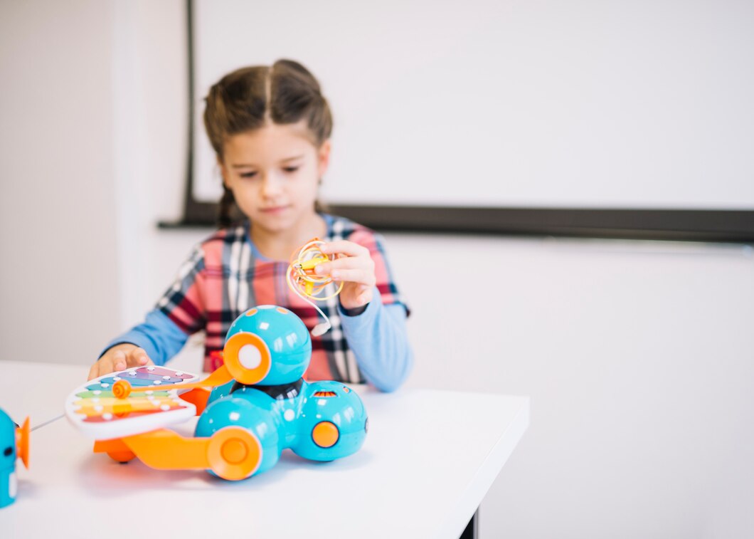 Blurred Little Girl Holding Cables Hand Looking Electric Toys | Play and Dream Toys UAE