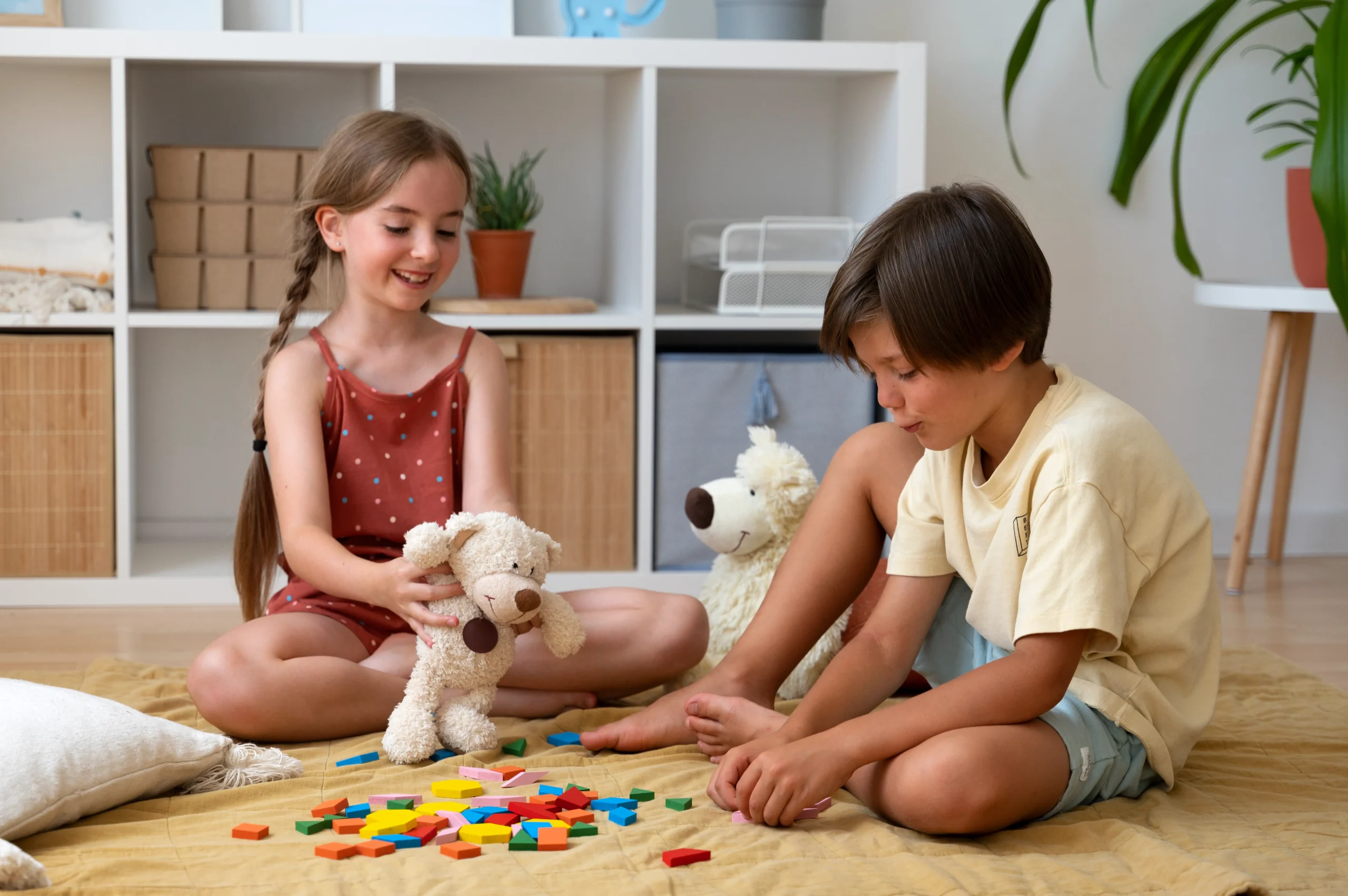 Full Shot Kids Making Puzzle Indoors | Play and Dream Toys UAE