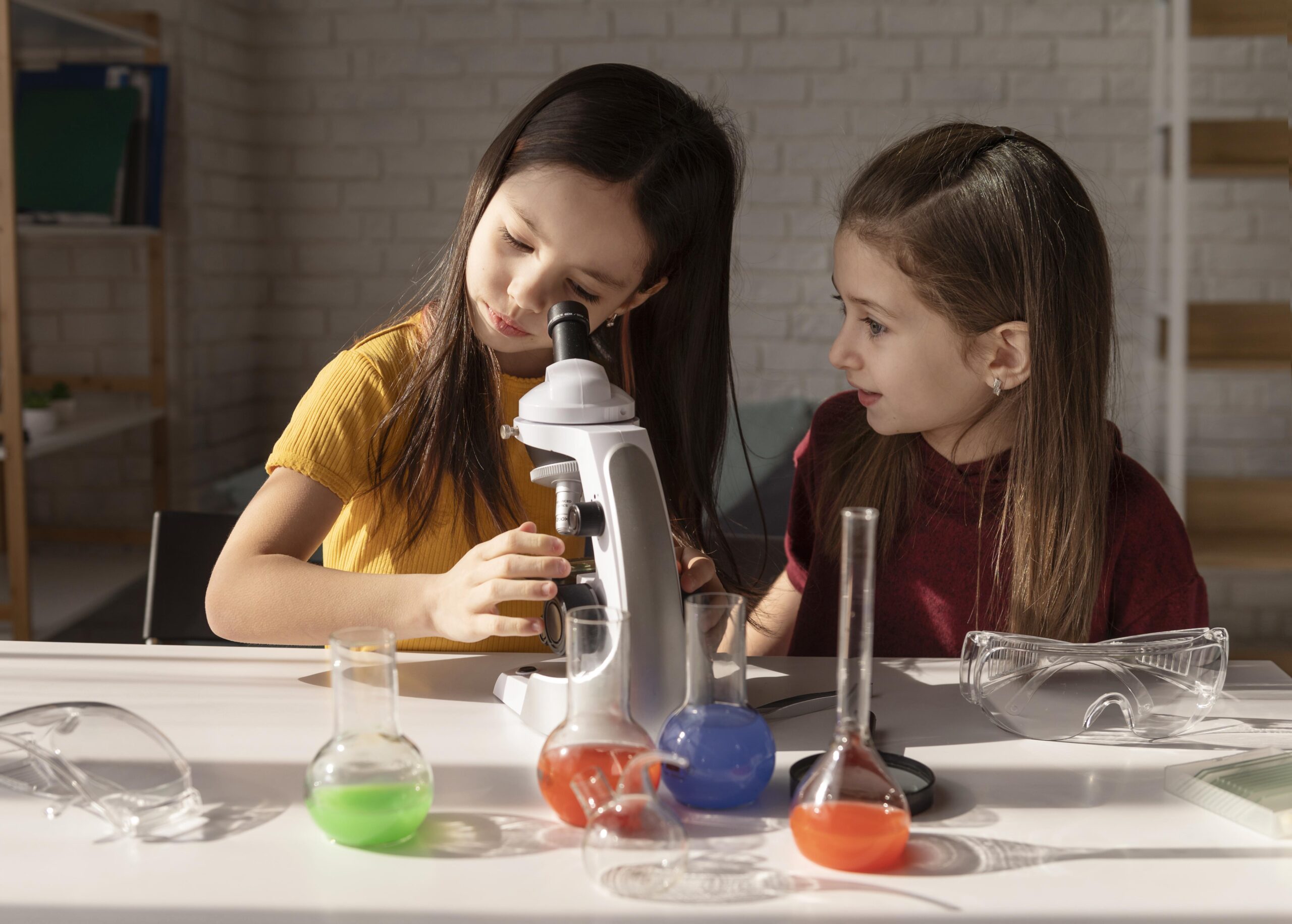 Medium Shot Girl Looking Through Microscope | Play and Dream Toys UAE