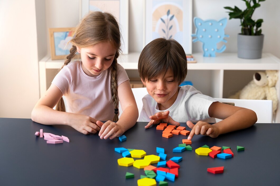Medium Shot Kids Making Puzzle Together | Play and Dream Toys UAE