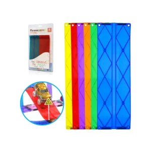 PicassoTiles 6-Piece Magnetic Tiles Race Track Ramp Expansion Set