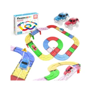 PicassoTiles 30-Piece Magnetic Race Track Building Block Set
